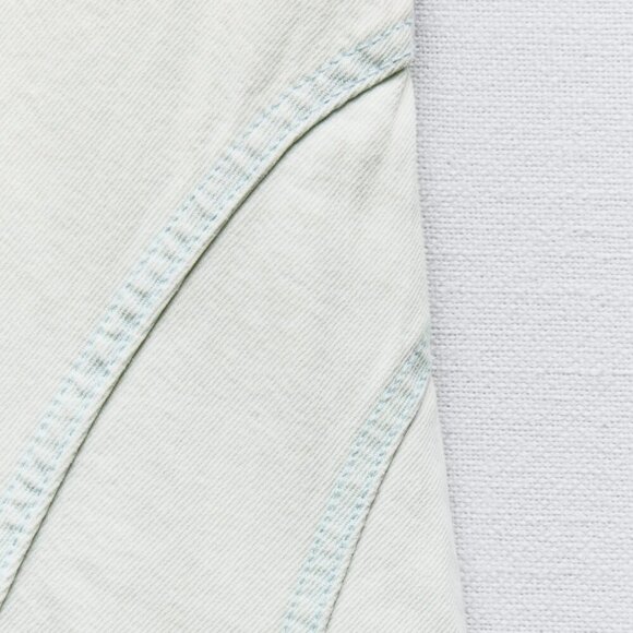 Zara TRF SEAMED DENIM MIDI Dress Saguetti STRAPS Sz L SKY BLUE NWT - Picture 9 of 9